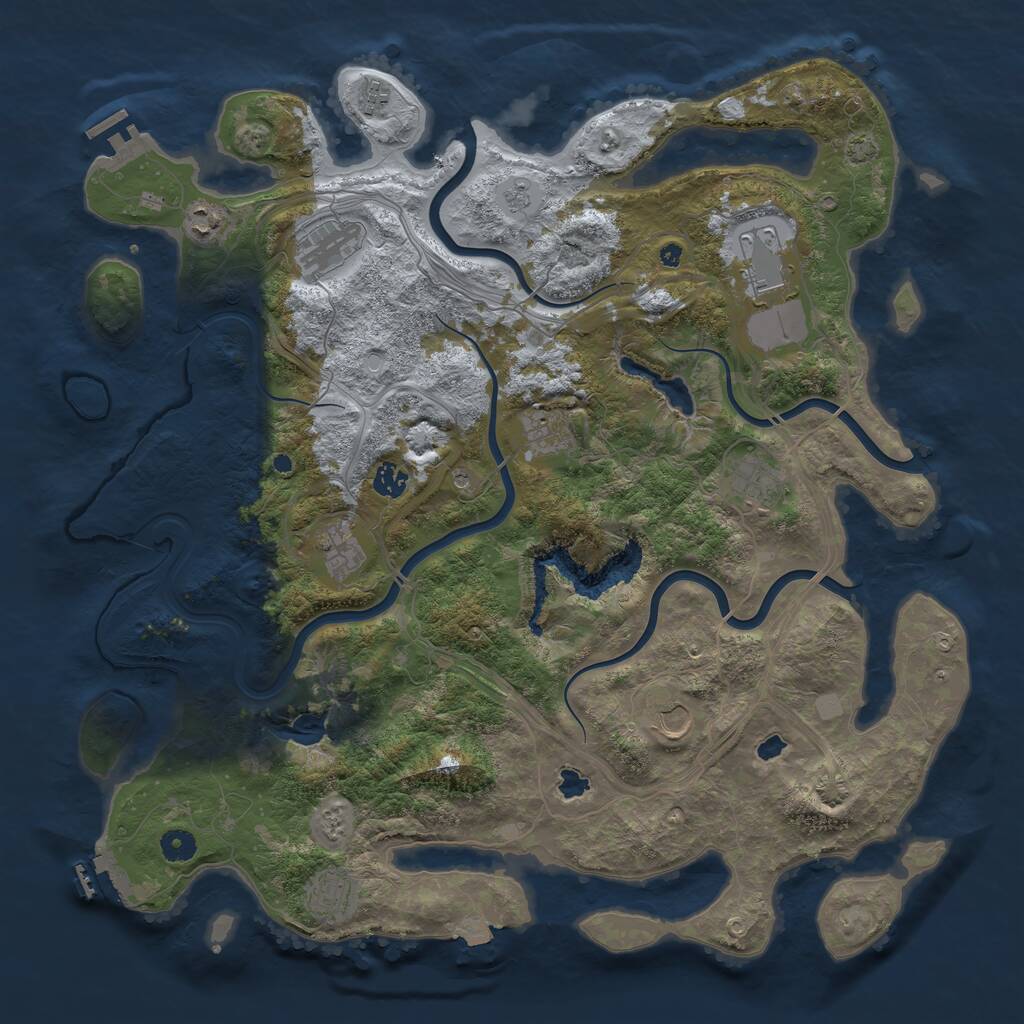 Rust Map: Procedural Map, Size: 4500, Seed: 726360618, 16 Monuments