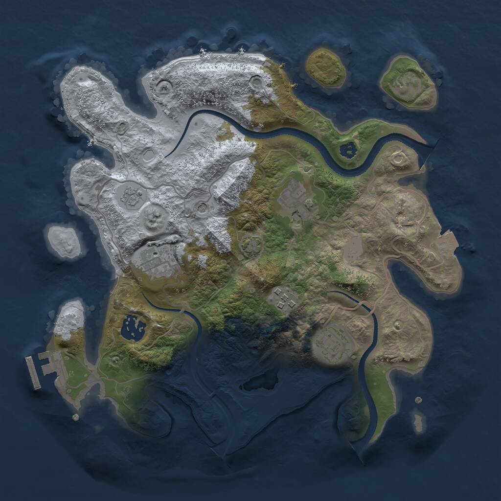 Rust Map: Procedural Map, Size: 3000, Seed: 1642035, 10 Monuments