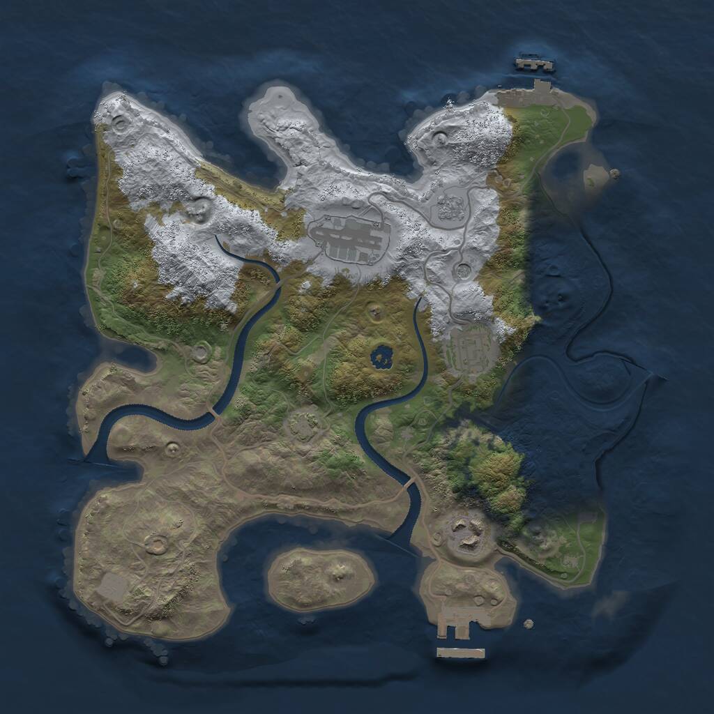 Rust Map: Procedural Map, Size: 3000, Seed: 1285615740, 9 Monuments