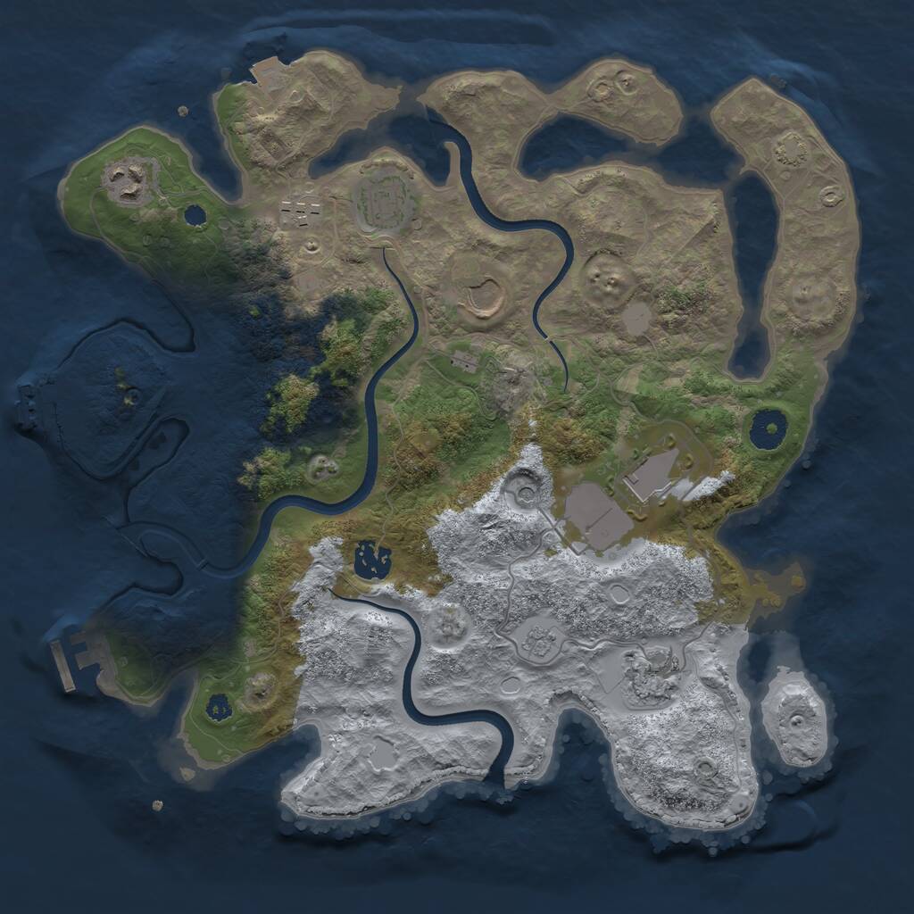 Rust Map: Procedural Map, Size: 3500, Seed: 827411280, 13 Monuments