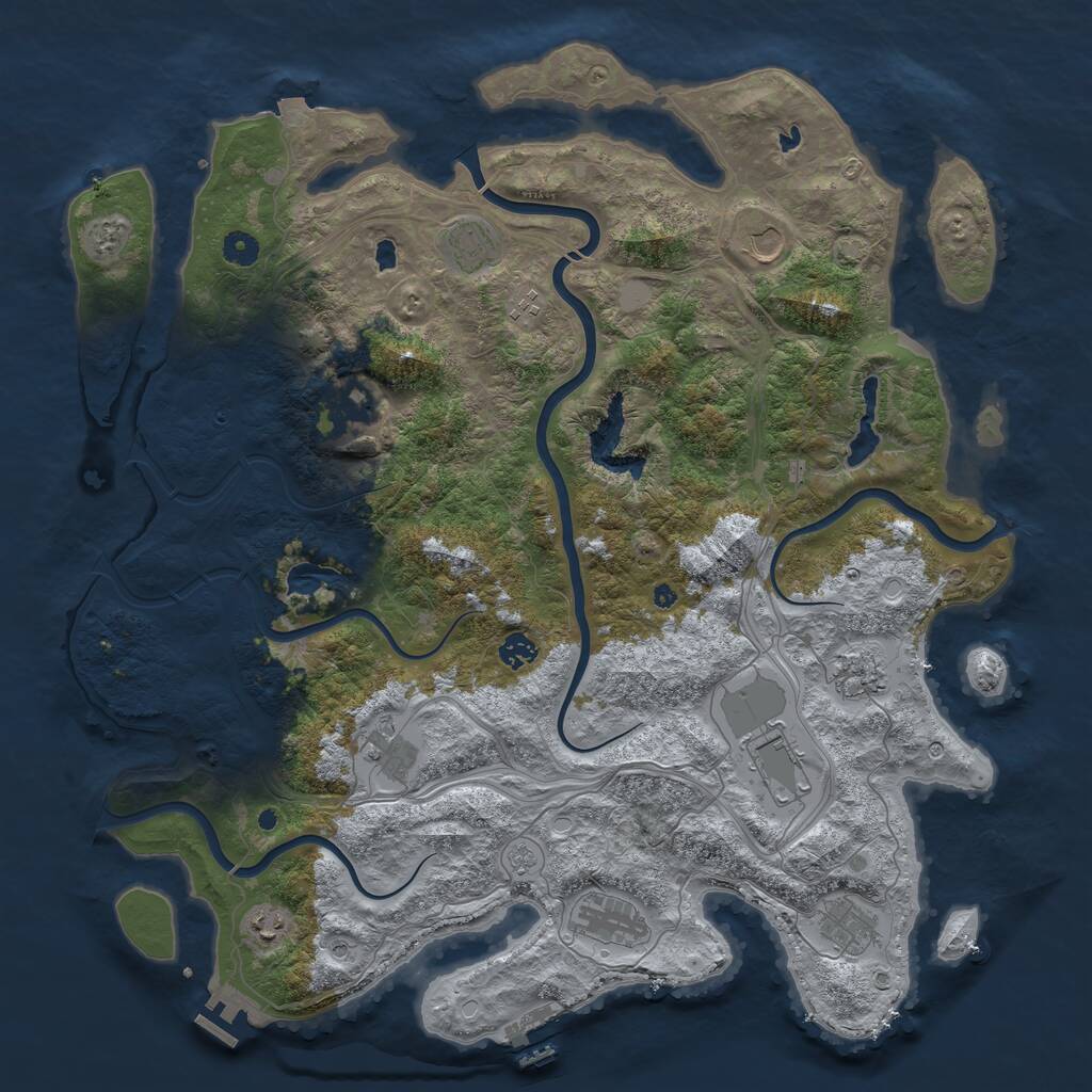 Rust Map: Procedural Map, Size: 4600, Seed: 76546753, 17 Monuments
