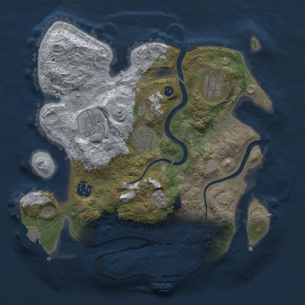 Rust Map: Procedural Map, Size: 3000, Seed: 26662, 10 Monuments