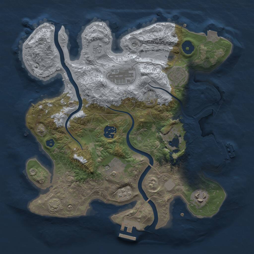 Rust Map: Procedural Map, Size: 3000, Seed: 944225501, 13 Monuments