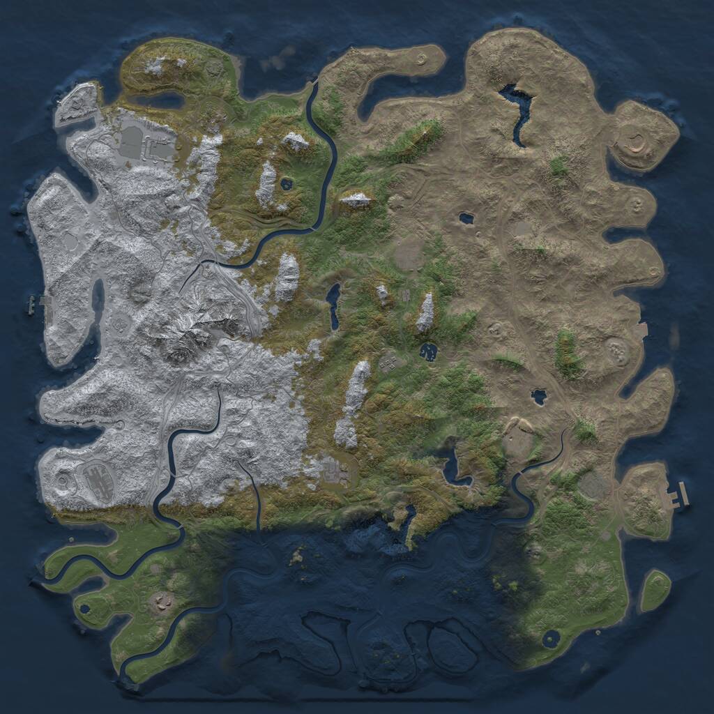 Rust Map: Procedural Map, Size: 6000, Seed: 611121239, 17 Monuments