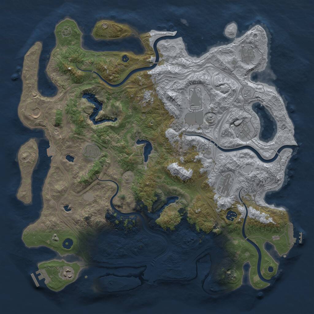 Rust Map: Procedural Map, Size: 4500, Seed: 2129180949, 16 Monuments