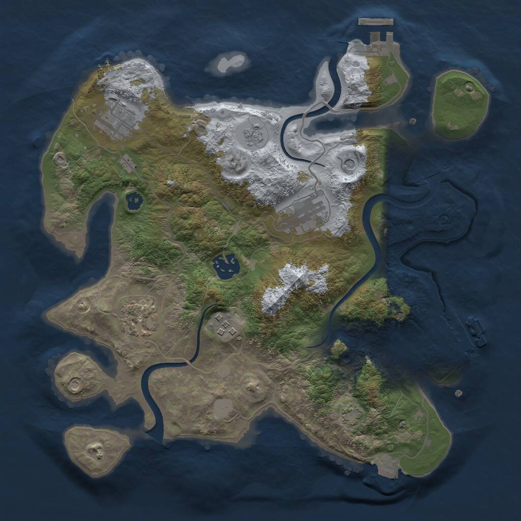 Rust Map: Procedural Map, Size: 3000, Seed: 16527, 11 Monuments