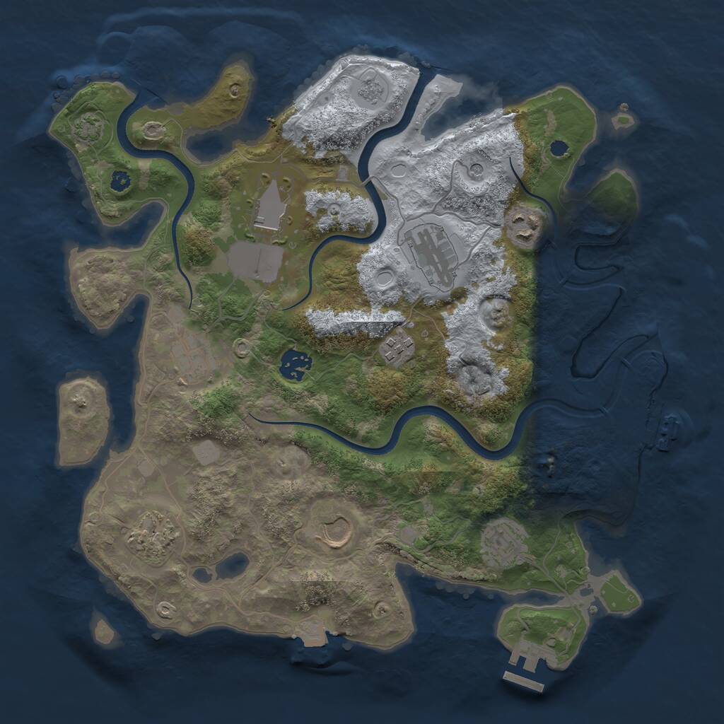 Rust Map: Procedural Map, Size: 3500, Seed: 62595, 15 Monuments