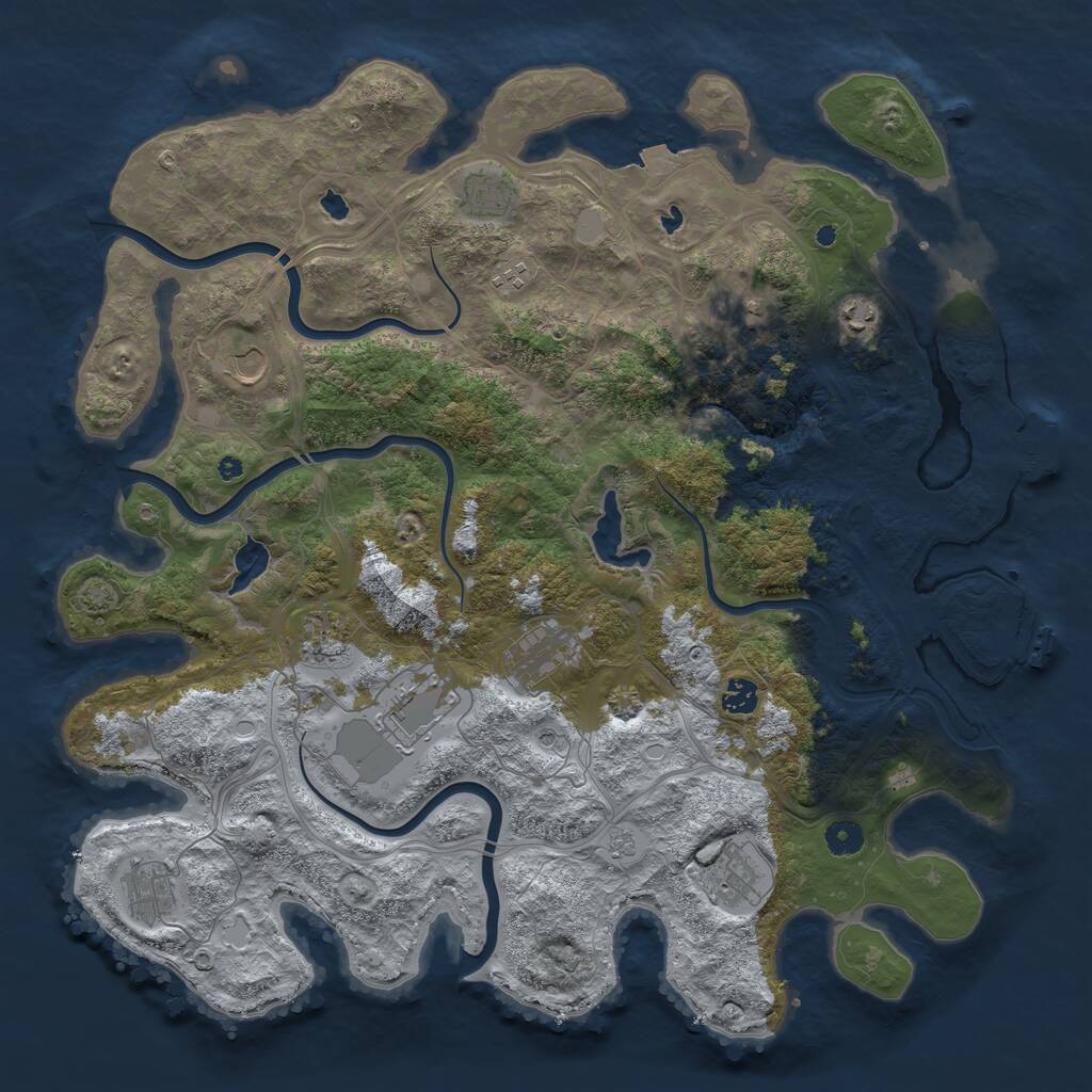 Rust Map: Procedural Map, Size: 4500, Seed: 389076, 17 Monuments