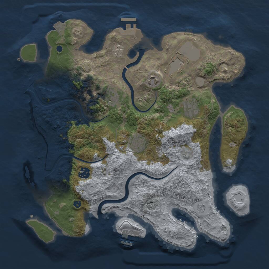 Rust Map: Procedural Map, Size: 3500, Seed: 8409044, 13 Monuments