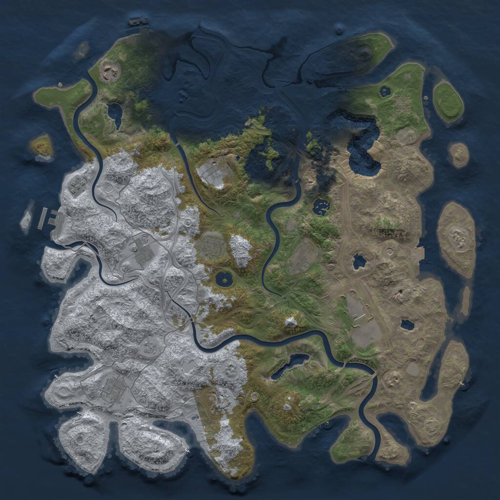 Rust Map: Procedural Map, Size: 4500, Seed: 153921284, 16 Monuments