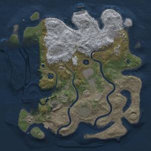 Thumbnail Rust Map: Procedural Map, Size: 3800, Seed: 23102025, 14 Monuments