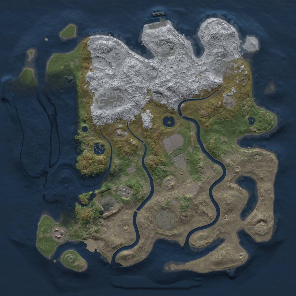 Rust Map: Procedural Map, Size: 3800, Seed: 23102025, 14 Monuments