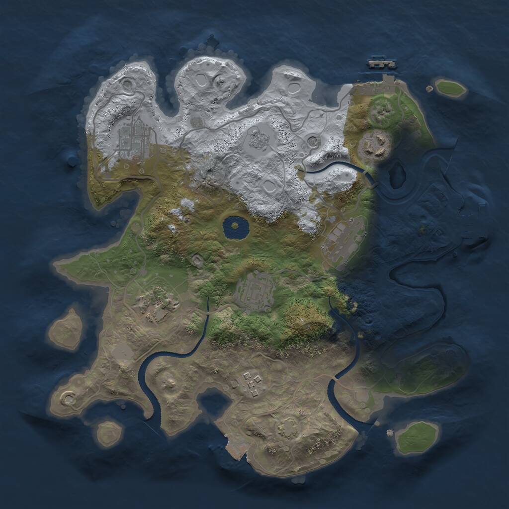 Rust Map: Procedural Map, Size: 3000, Seed: 872364992, 12 Monuments
