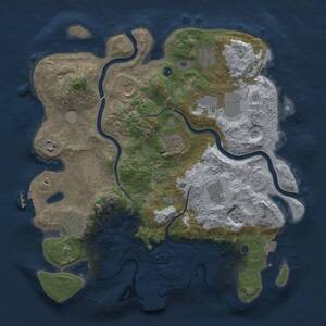 Thumbnail Rust Map: Procedural Map, Size: 3600, Seed: 1848628961, 15 Monuments
