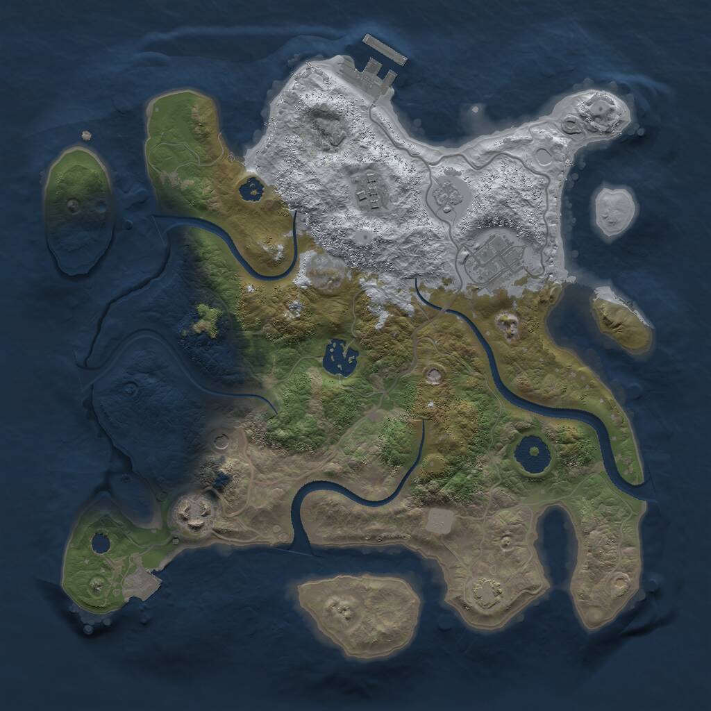 Rust Map: Procedural Map, Size: 3000, Seed: 584525, 9 Monuments