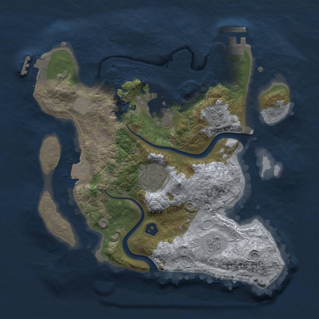 Rust Map: Procedural Map, Size: 2500, Seed: 65653, 8 Monuments