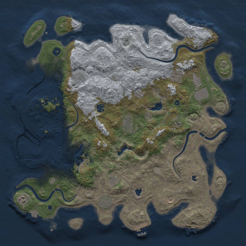 Rust Map: Procedural Map, Size: 4500, Seed: 2043901738, 17 Monuments