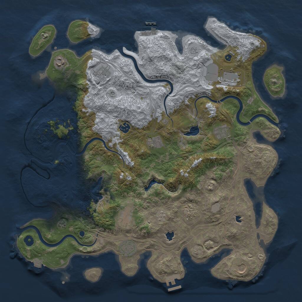 Rust Map: Procedural Map, Size: 4500, Seed: 2043901738, 17 Monuments