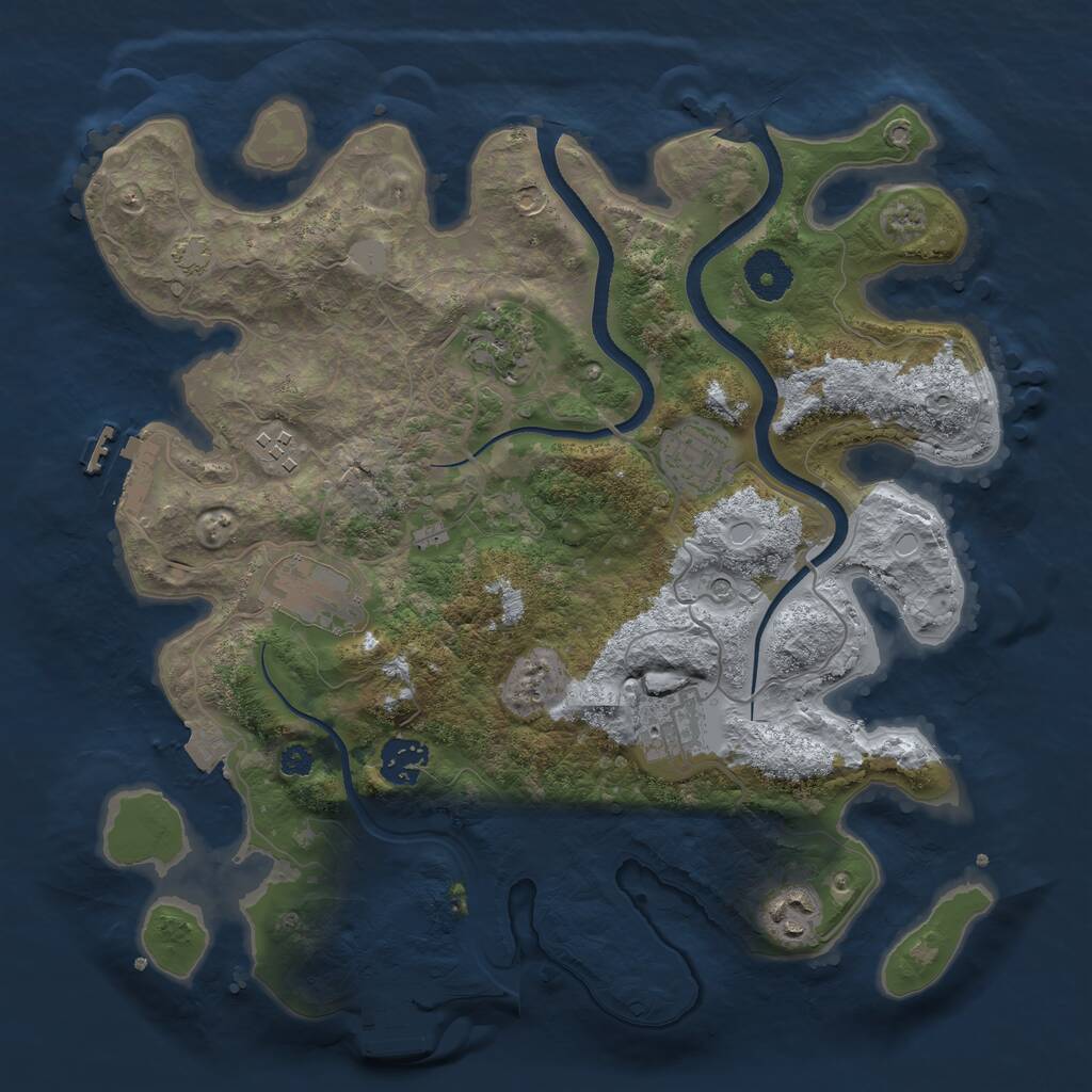 Rust Map: Procedural Map, Size: 3400, Seed: 333973951, 12 Monuments