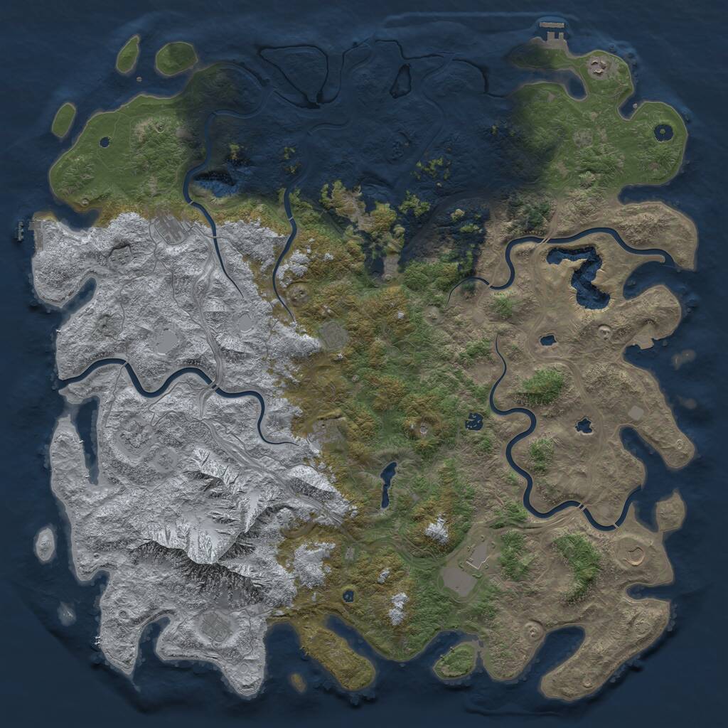 Rust Map: Procedural Map, Size: 6000, Seed: 2394875, 17 Monuments