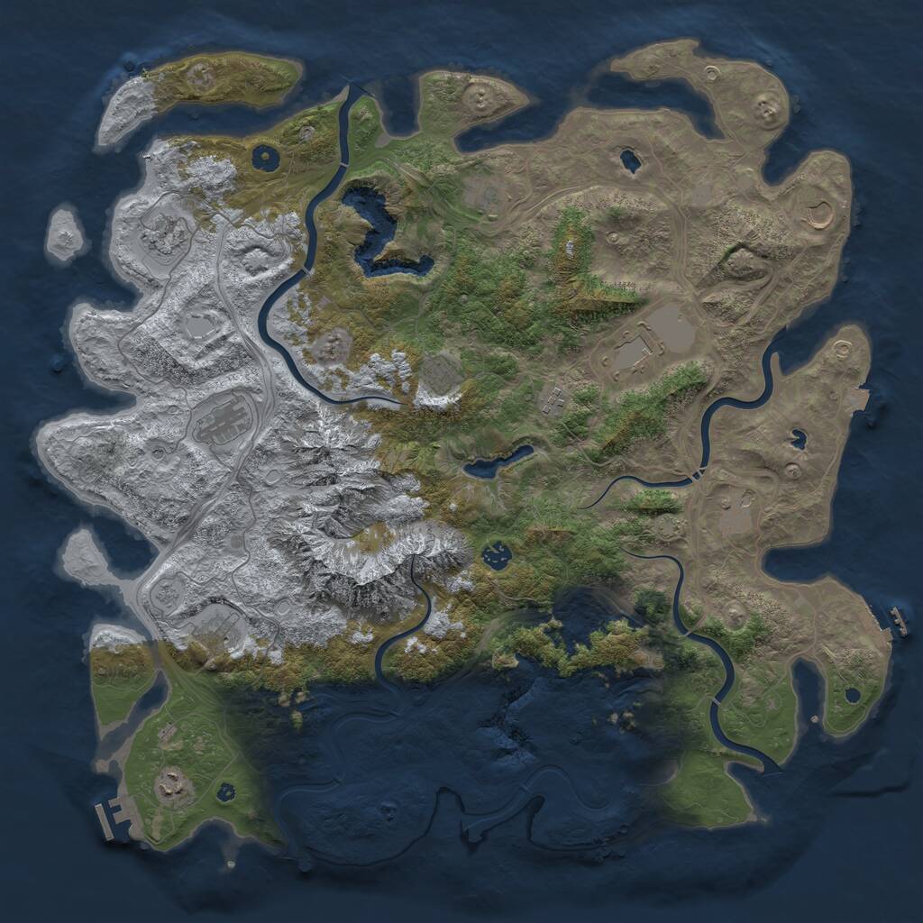 Rust Map: Procedural Map, Size: 5000, Seed: 58333400, 17 Monuments
