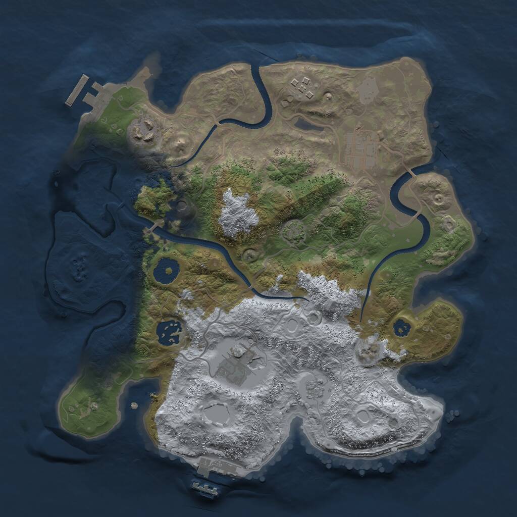 Rust Map: Procedural Map, Size: 3000, Seed: 299172284, 11 Monuments
