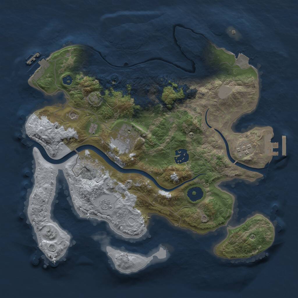 Rust Map: Procedural Map, Size: 3000, Seed: 879578214, 9 Monuments