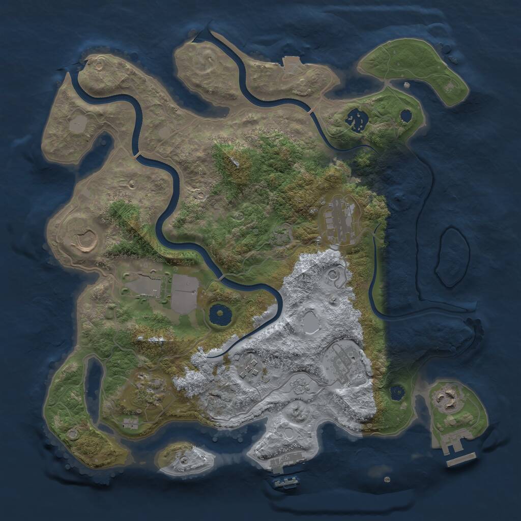 Rust Map: Procedural Map, Size: 3500, Seed: 748222358, 14 Monuments