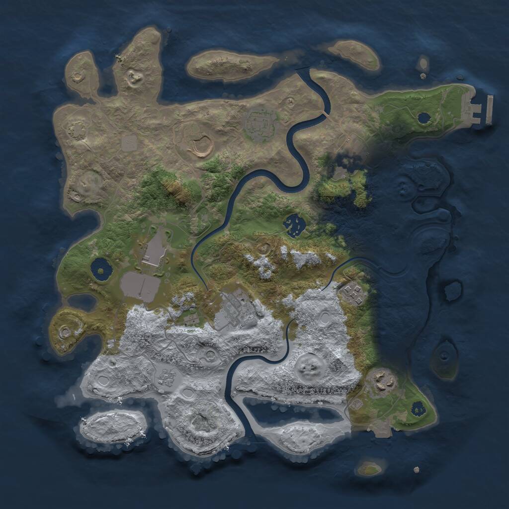 Rust Map: Procedural Map, Size: 3500, Seed: 310832281, 13 Monuments