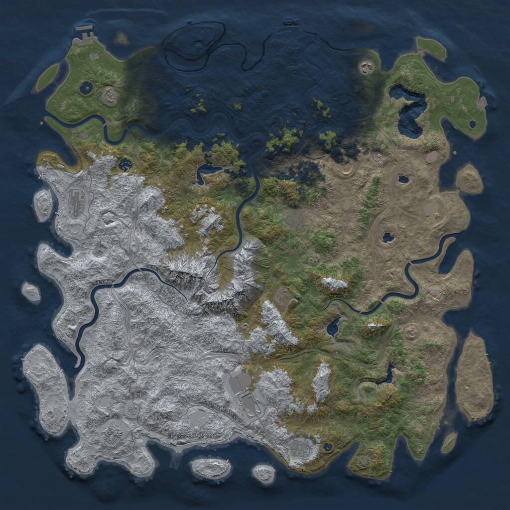 Rust Map: Procedural Map, Size: 6000, Seed: 364379920, 17 Monuments
