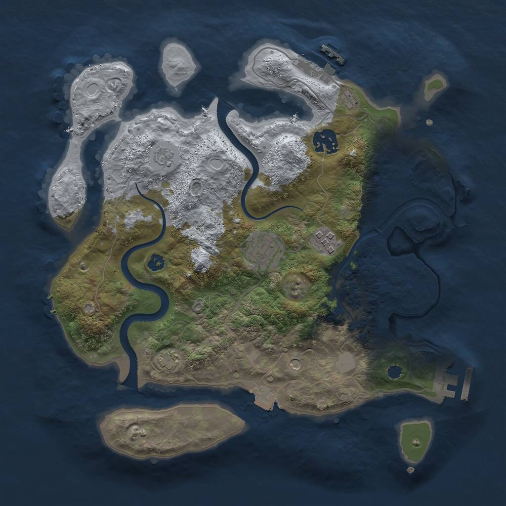 Rust Map: Procedural Map, Size: 3000, Seed: 843694821, 9 Monuments