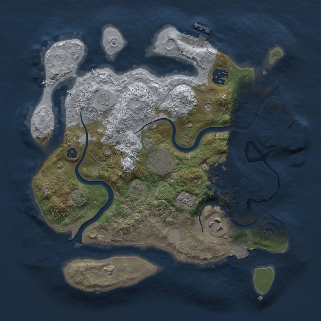 Rust Map: Procedural Map, Size: 3000, Seed: 843694821, 11 Monuments