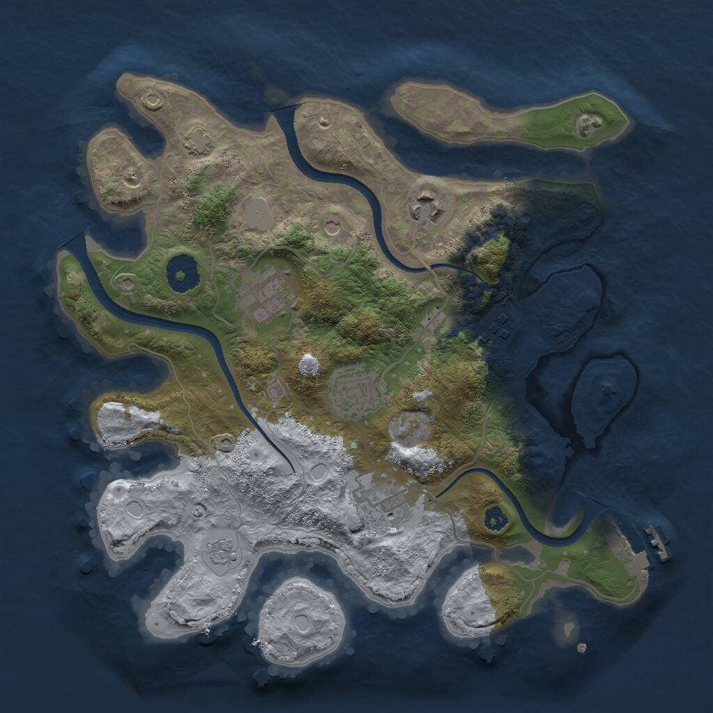 Rust Map: Procedural Map, Size: 3000, Seed: 3479215, 10 Monuments