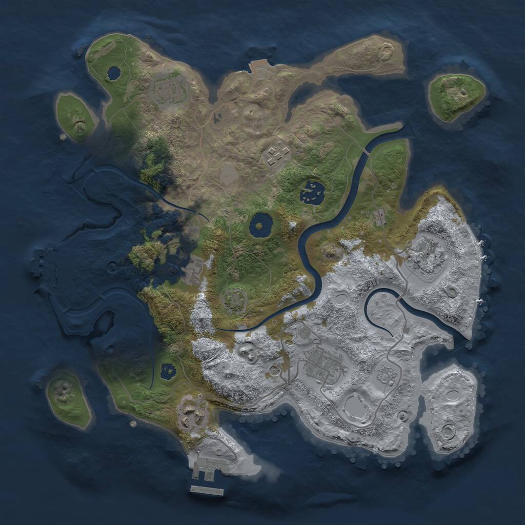 Rust Map: Procedural Map, Size: 3200, Seed: 713192401, 13 Monuments