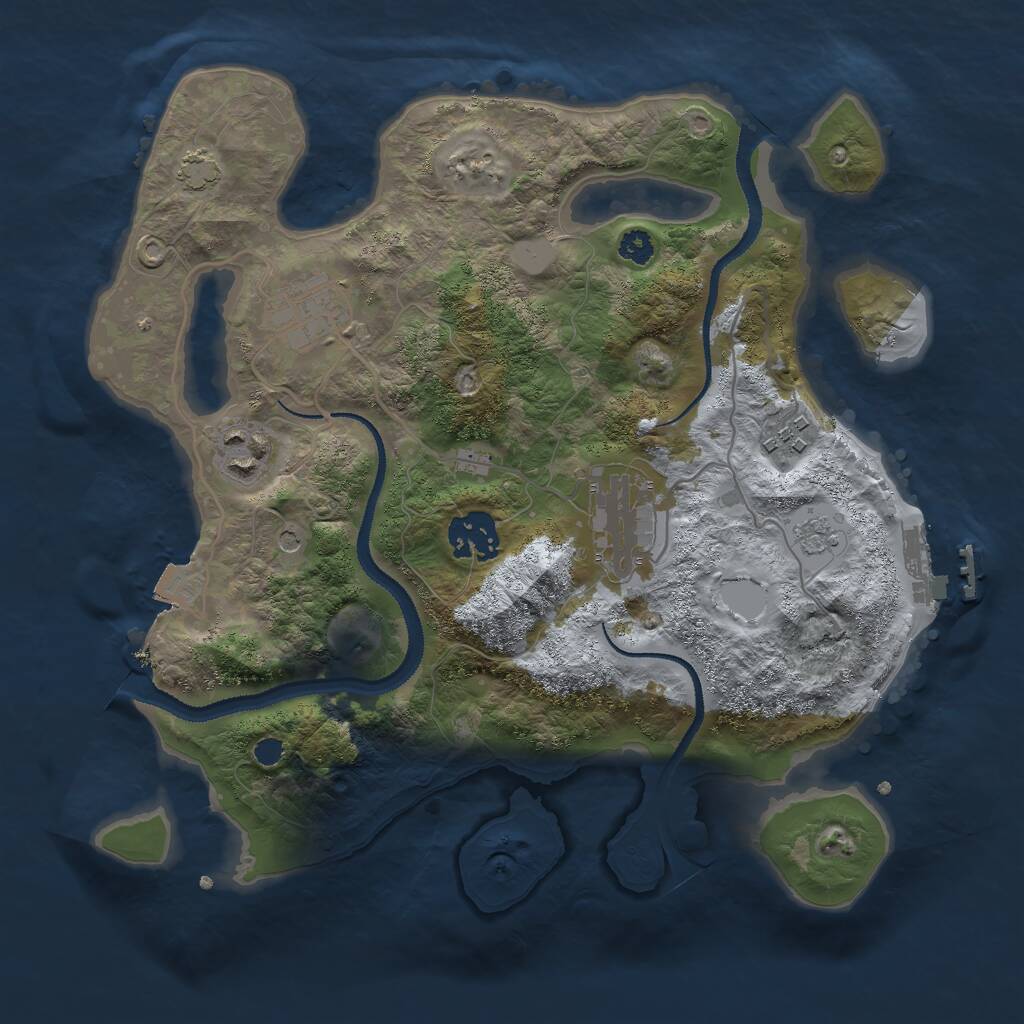 Rust Map: Procedural Map, Size: 3000, Seed: 435252, 10 Monuments