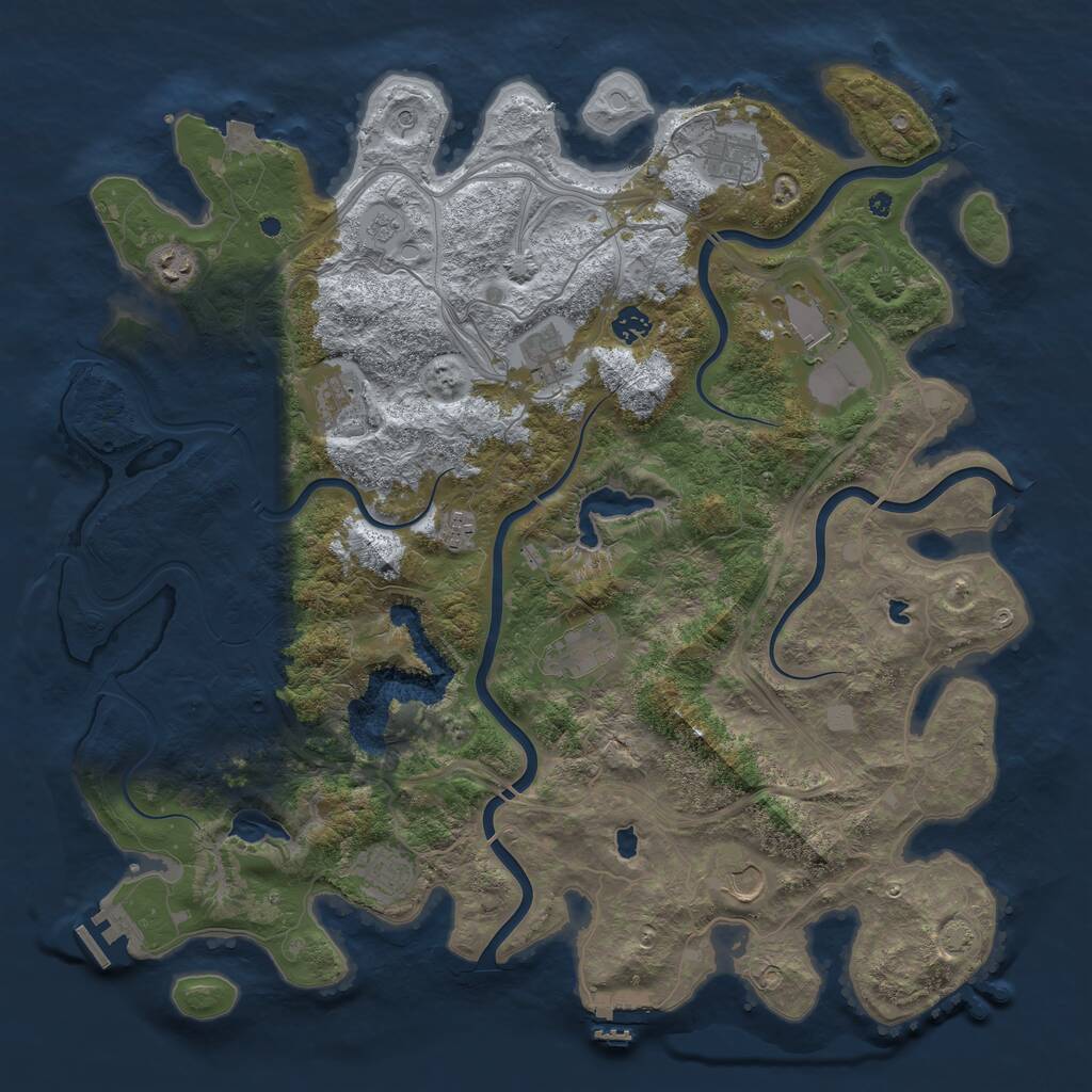 Rust Map: Procedural Map, Size: 4500, Seed: 1314438036, 16 Monuments