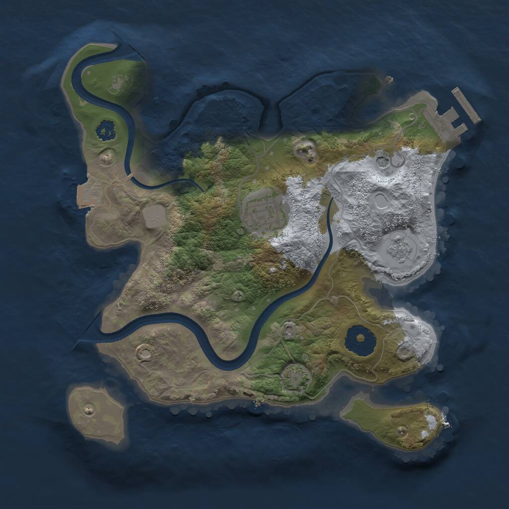Rust Map: Procedural Map, Size: 2500, Seed: 1016934011, 6 Monuments