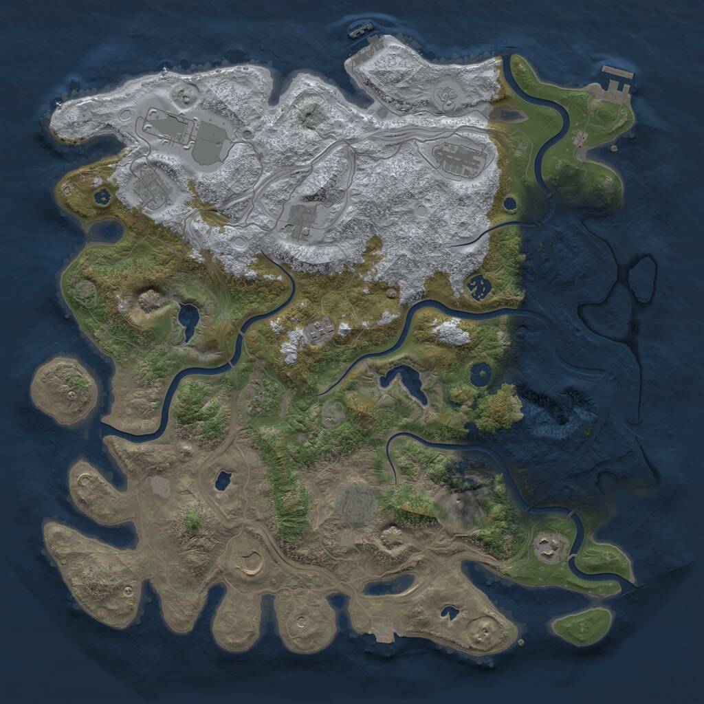 Rust Map: Procedural Map, Size: 4500, Seed: 669094475, 17 Monuments
