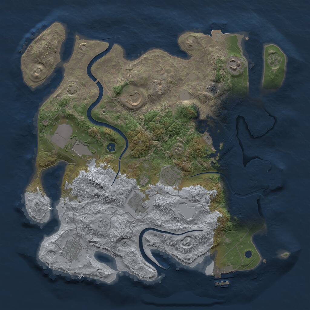 Rust Map: Procedural Map, Size: 3500, Seed: 2008414499, 14 Monuments