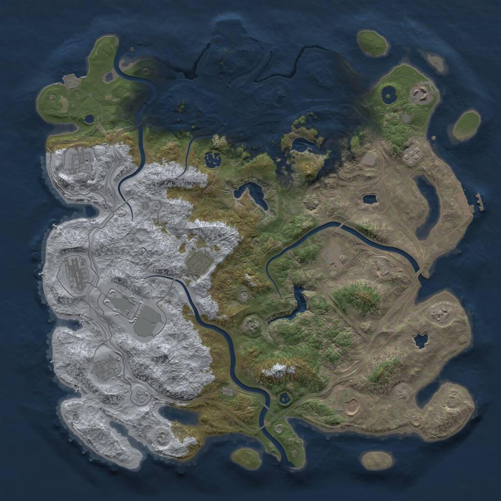 Rust Map: Procedural Map, Size: 4500, Seed: 1407482897, 16 Monuments
