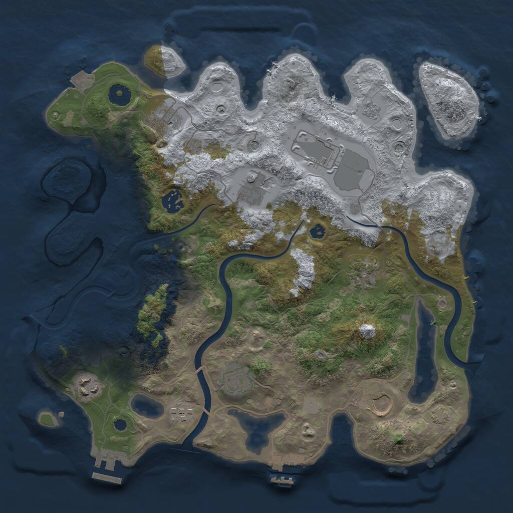 Rust Map: Procedural Map, Size: 3500, Seed: 258721877, 15 Monuments