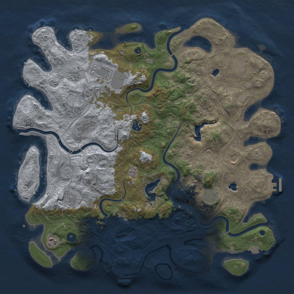 Rust Map: Procedural Map, Size: 4500, Seed: 421054754, 16 Monuments