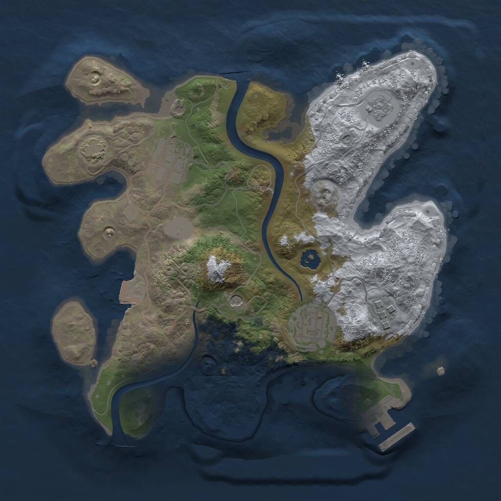 Rust Map: Procedural Map, Size: 2500, Seed: 1370256864, 8 Monuments