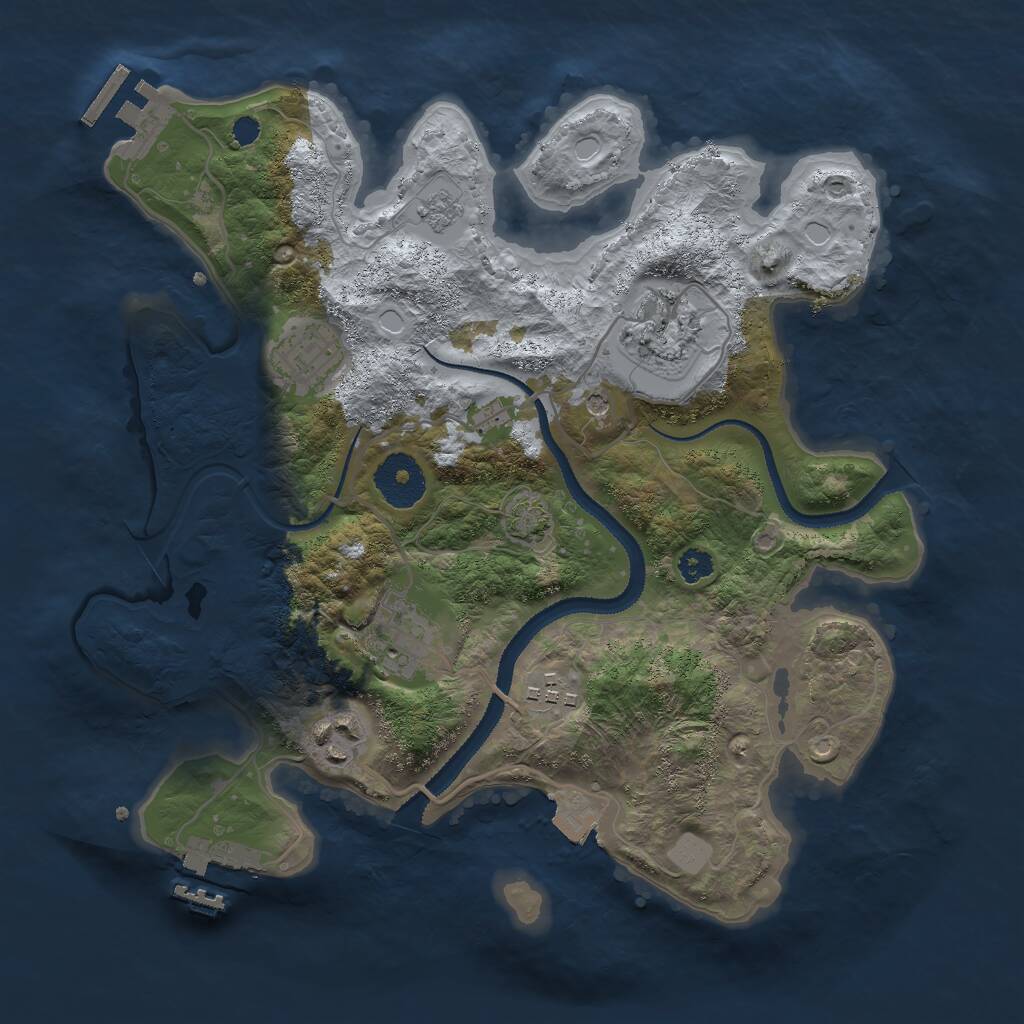 Rust Map: Procedural Map, Size: 3000, Seed: 937947, 11 Monuments
