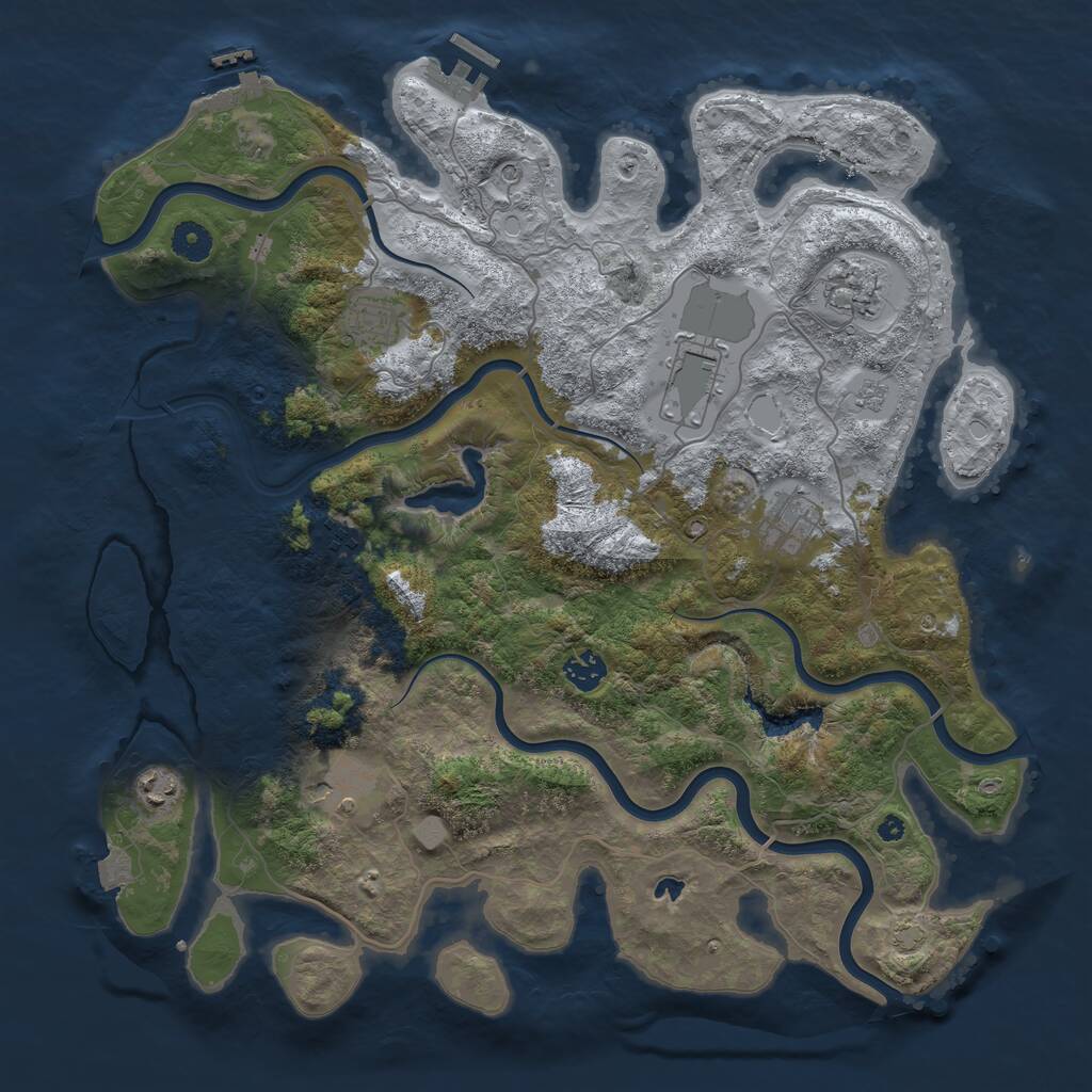 Rust Map: Procedural Map, Size: 4100, Seed: 9587421, 14 Monuments