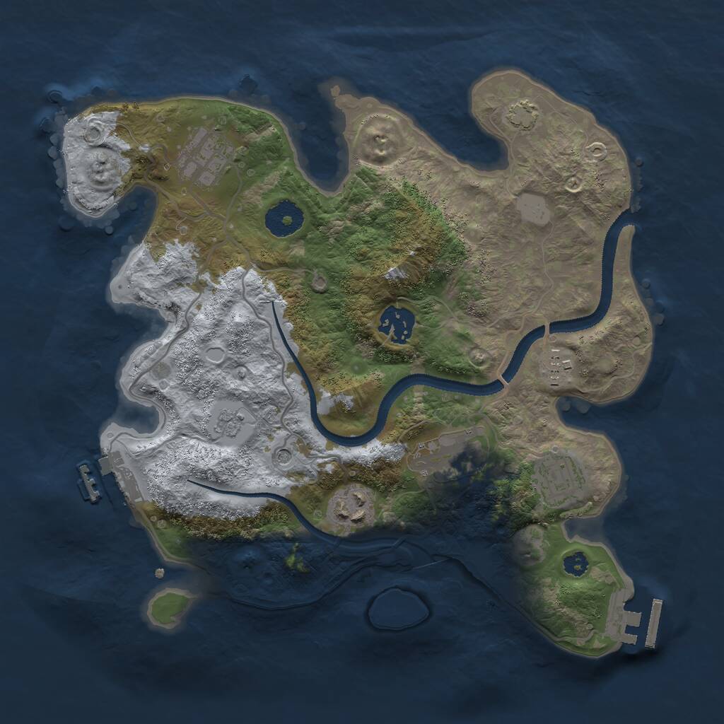 Rust Map: Procedural Map, Size: 3000, Seed: 981345, 12 Monuments