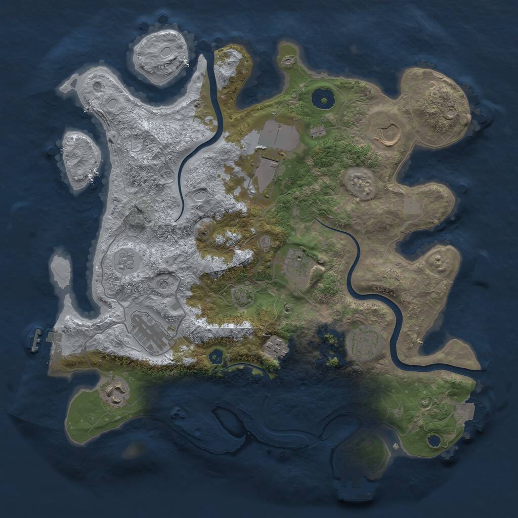 Rust Map: Procedural Map, Size: 3500, Seed: 1988207368, 13 Monuments
