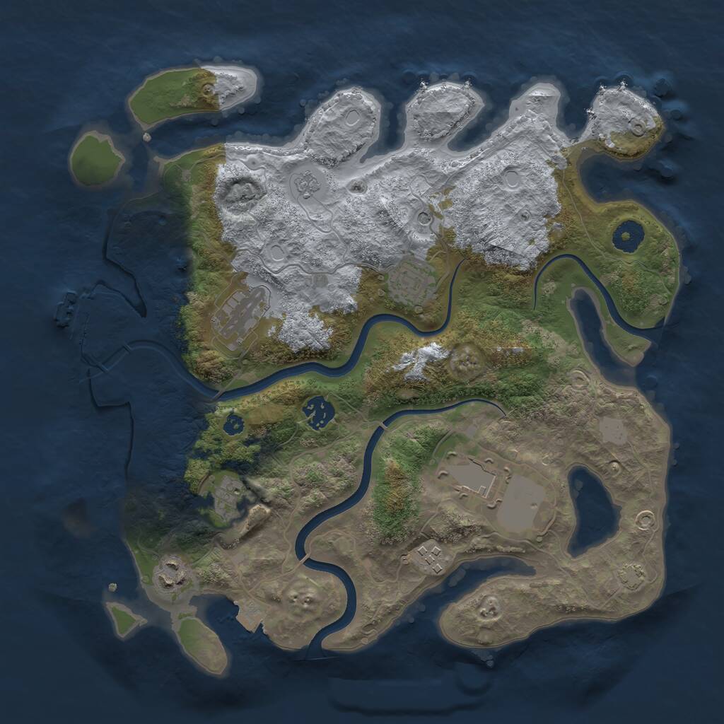 Rust Map: Procedural Map, Size: 3500, Seed: 343711826, 12 Monuments