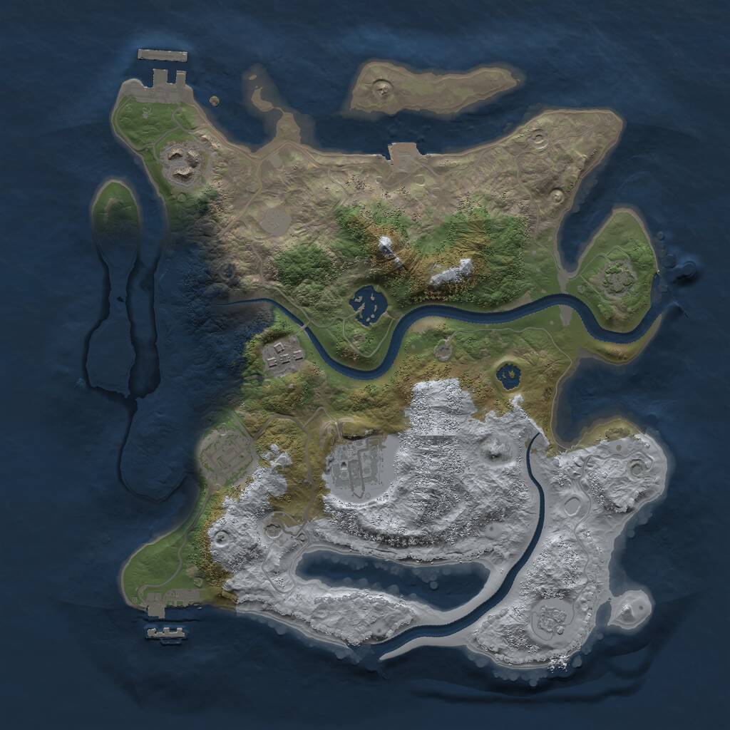 Rust Map: Procedural Map, Size: 3000, Seed: 32717, 11 Monuments