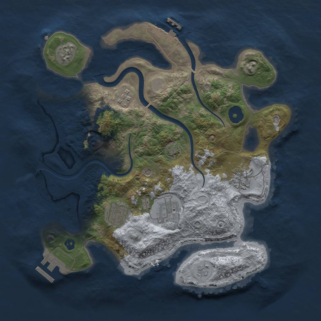 Rust Map: Procedural Map, Size: 3000, Seed: 828453, 10 Monuments